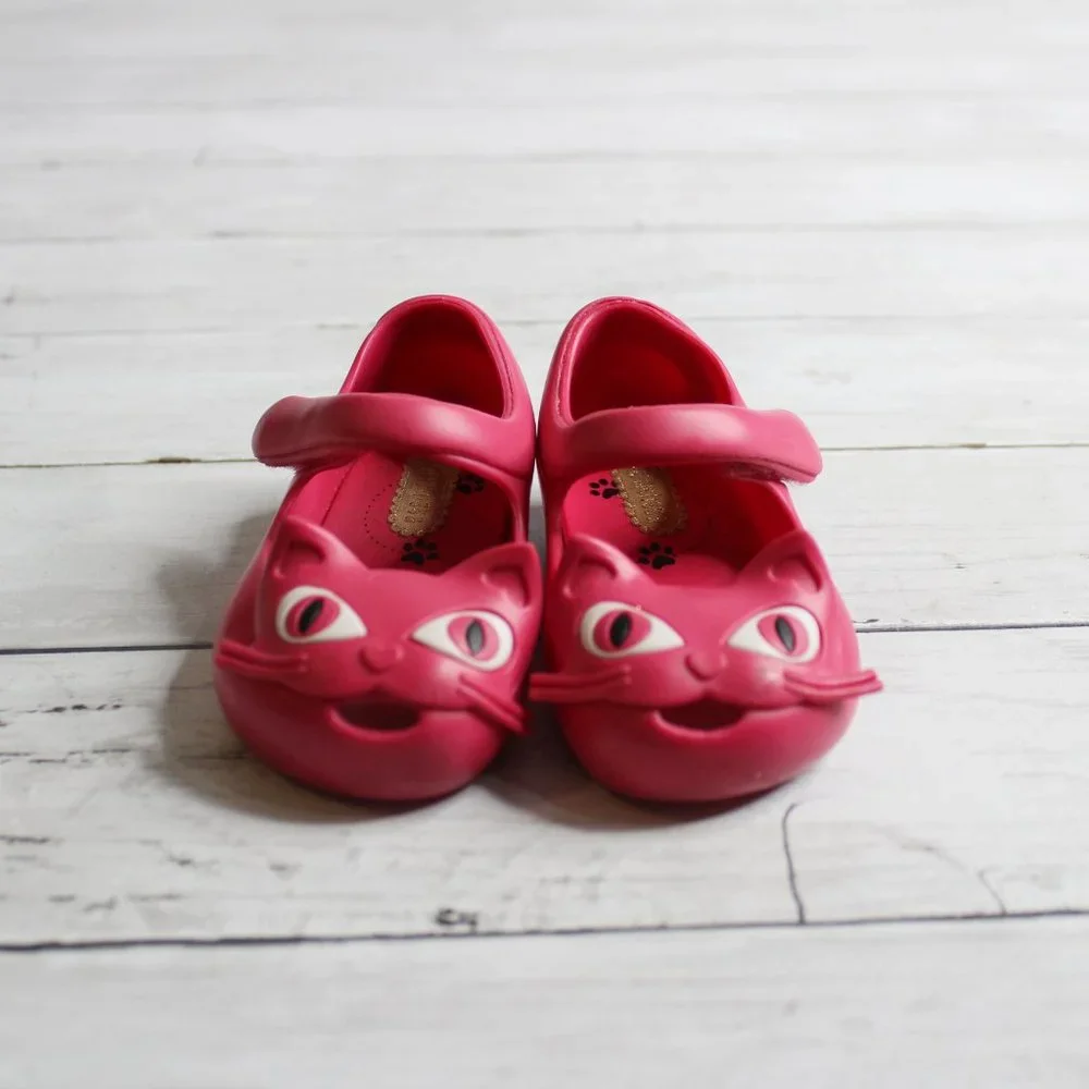 Mini Melissa Pink Cat Jelly Shoes Toddler Size 5 Kitty Waterproof